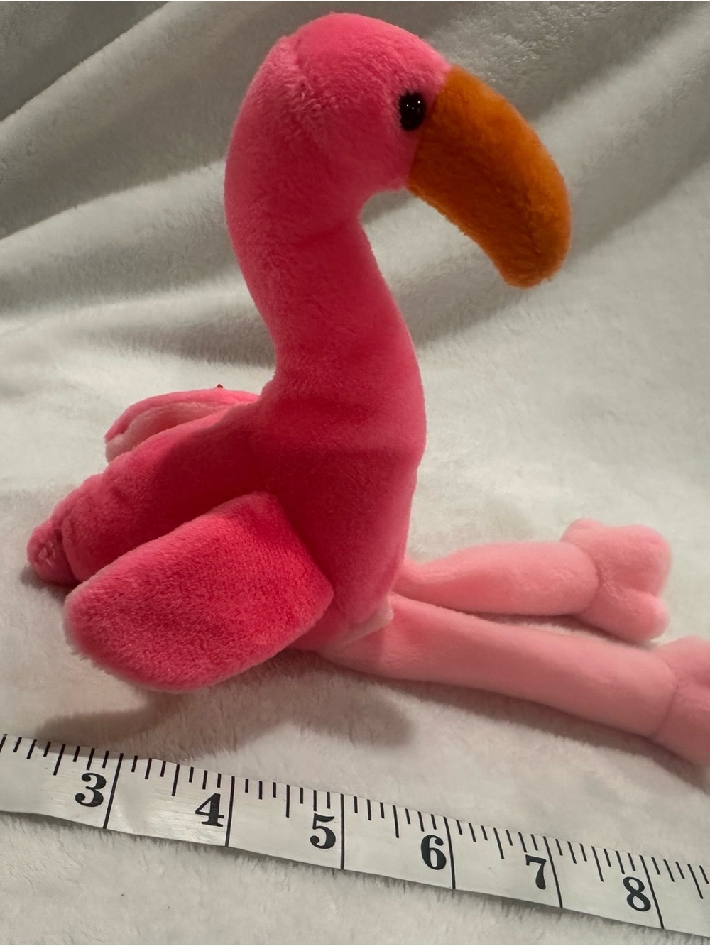 TY Pinky Plush Flamingo Toy with Orange Beak